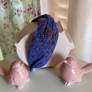 NamJosh knotted silk Confetti rhinestone embellished headband